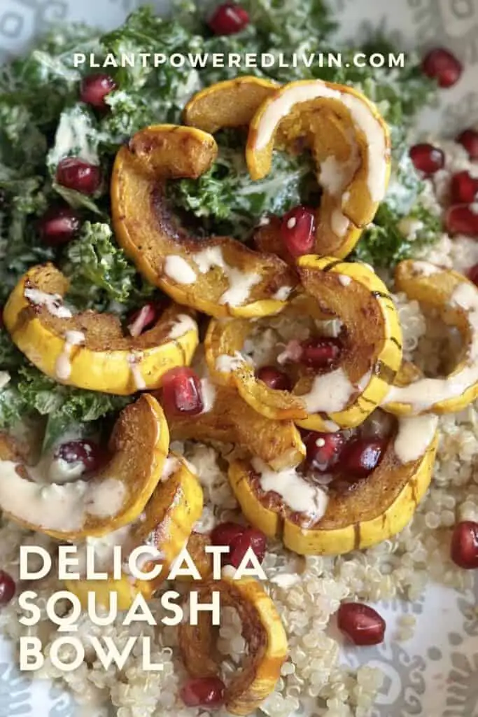 Pinterest pin for delicata squash bowl recipe.