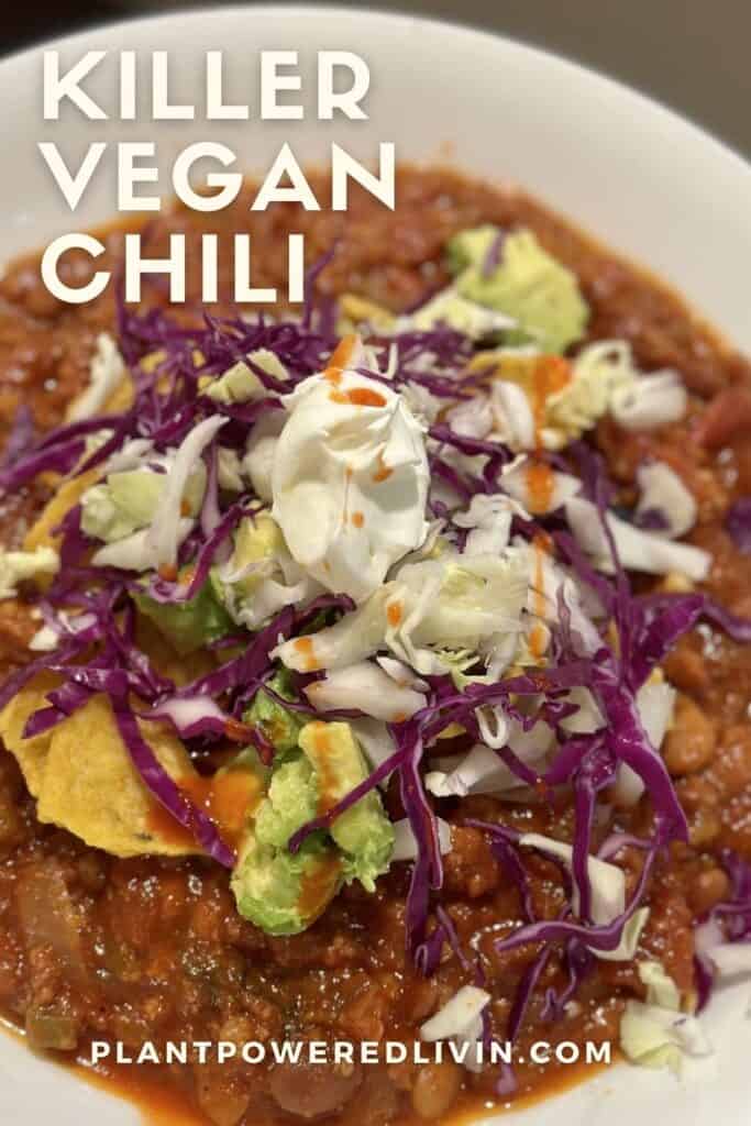 Killer Vegan Chili recipe pin.