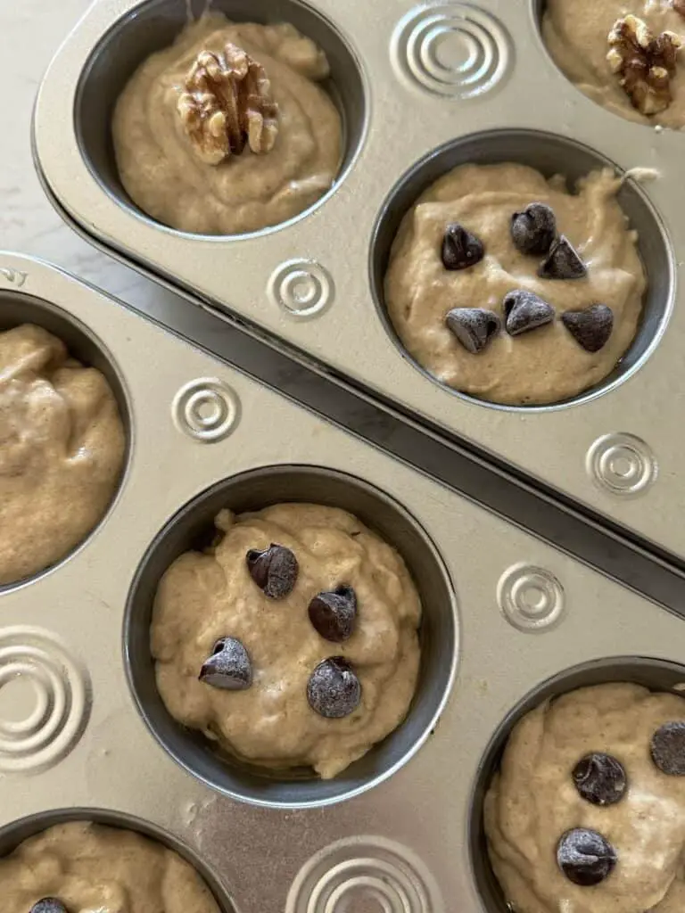 Add batter to sprayed or lined muffin tin.