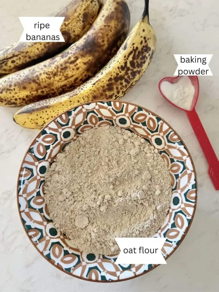 White countertop with the 3 ingredients placed on top, labeled.