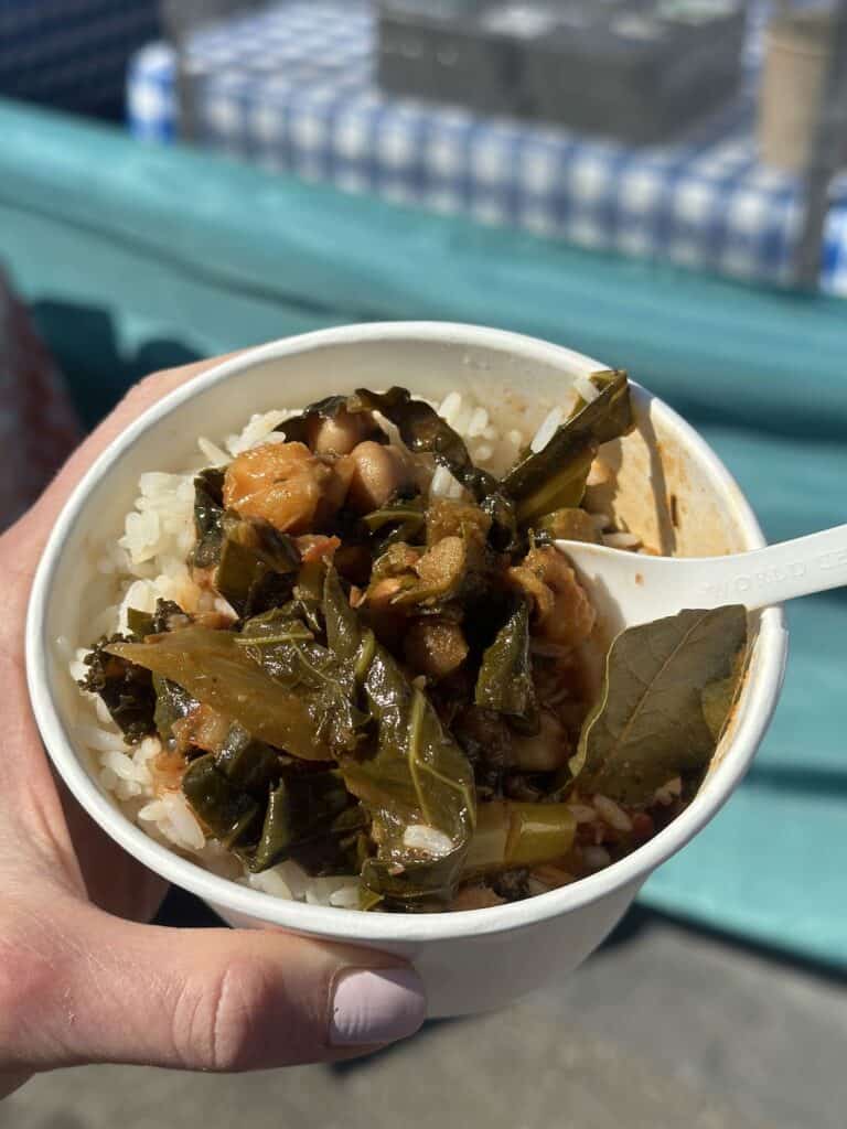 Beans and Greens at Gumbo Social stall behind the Ferry Building.